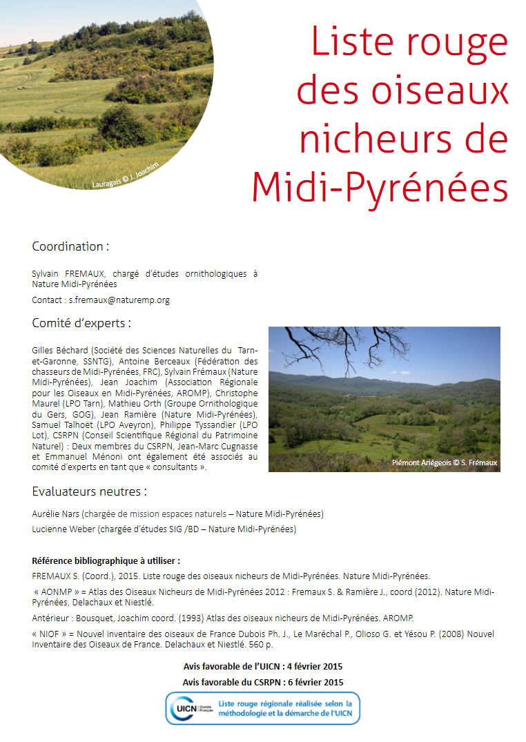 Liste Rouge Des Oiseaux Nicheurs De Midi Pyrénées Www