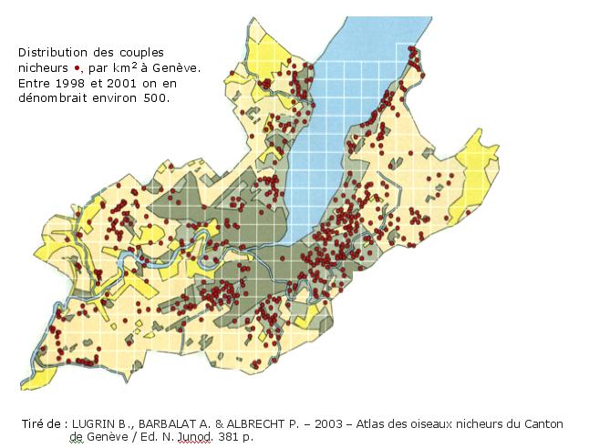 Carte de répartition de l'Atlas 1991-2001 pour le rougequeue à front blanc